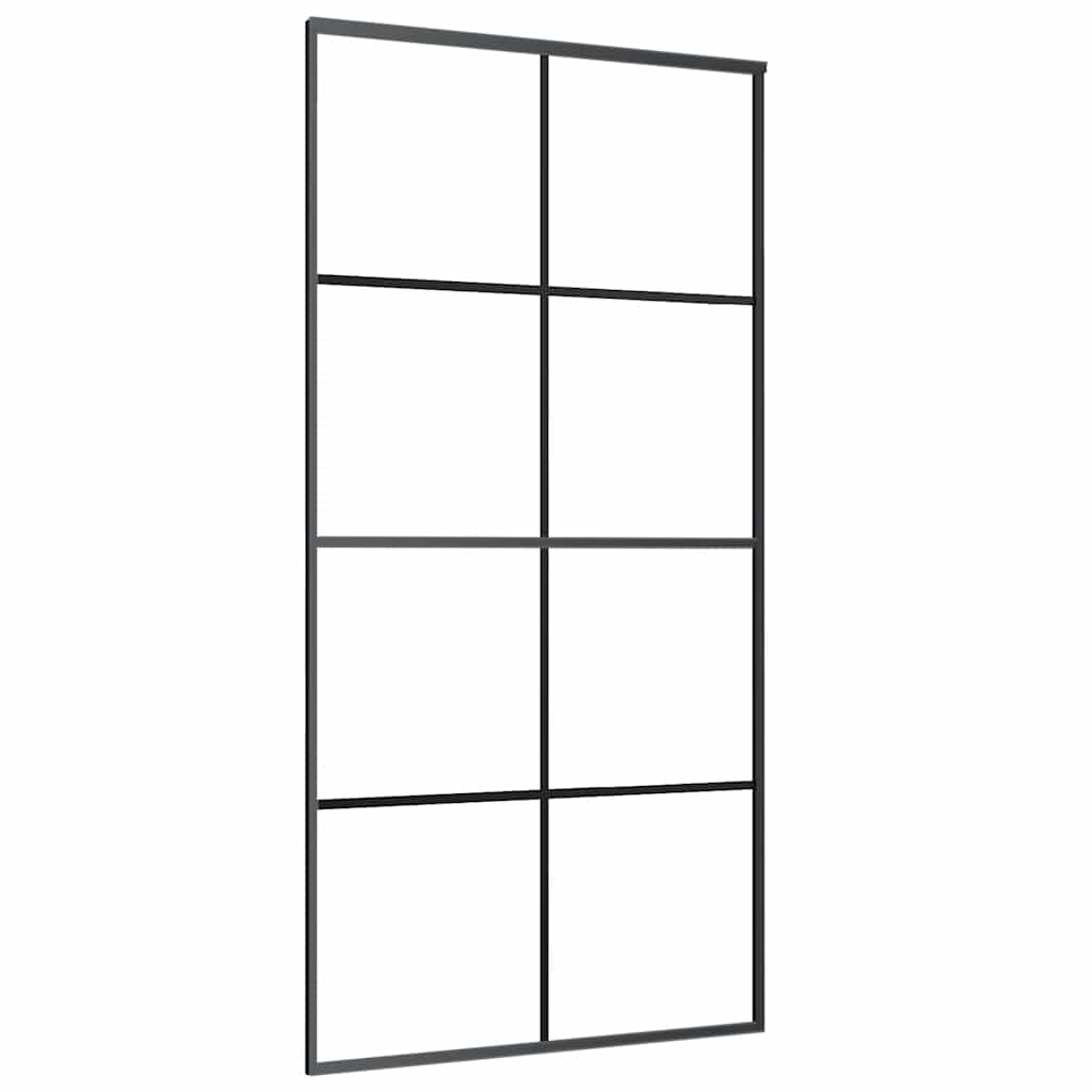 Skyvedør med monteringssett svart 102,5x205 cm ESG-glass