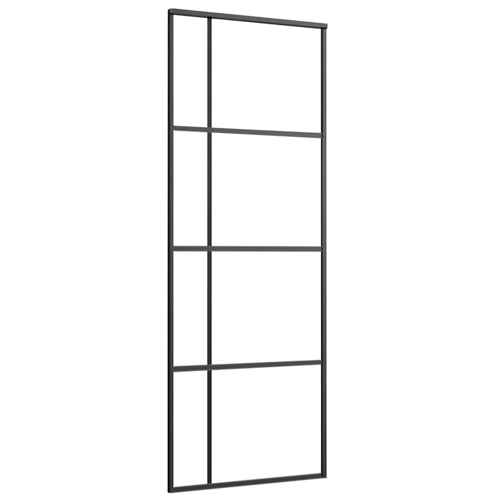 Skyvedør med monteringssett svart 76x205 cm ESG-glass
