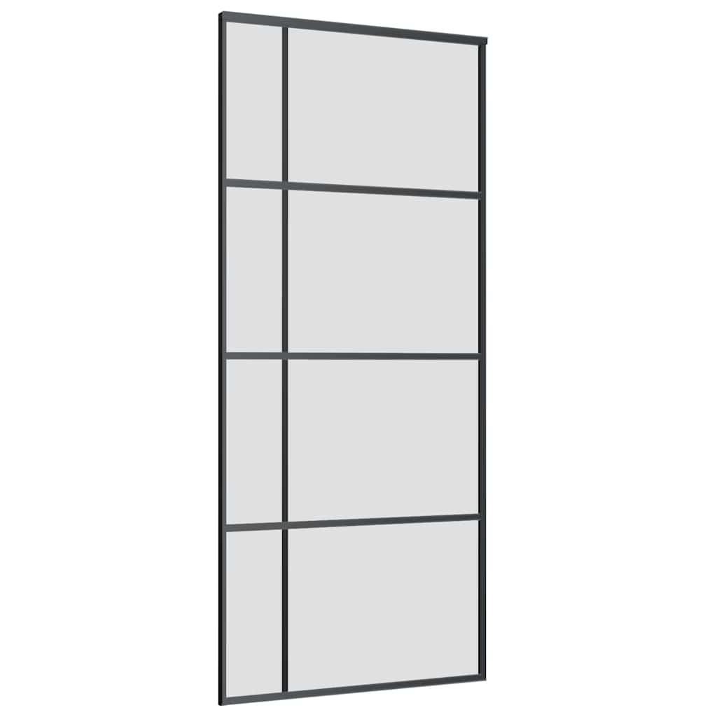 Skyvedør med monteringssett svart 90x205 cm ESG-glass