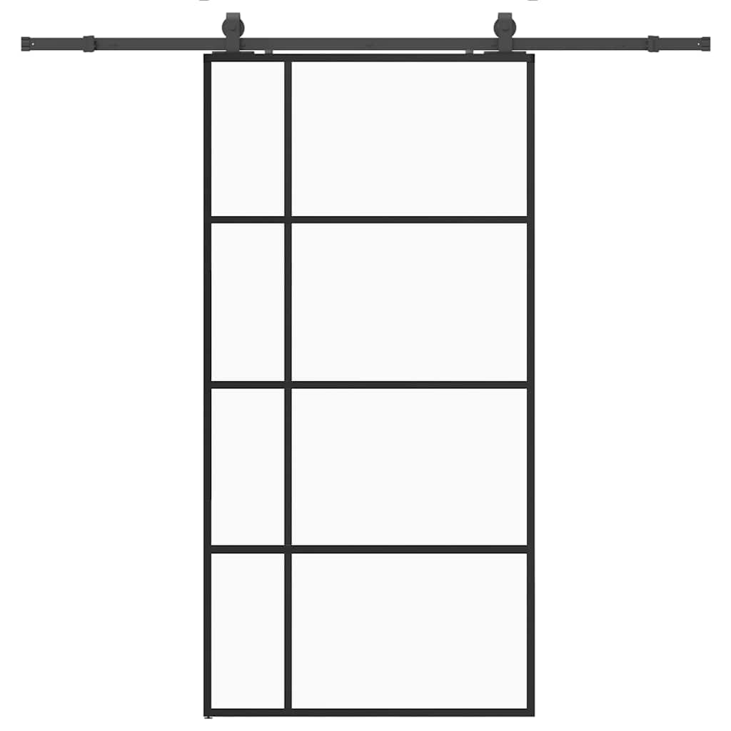 Skyvedør med monteringssett svart 102,5x205 cm ESG-glass
