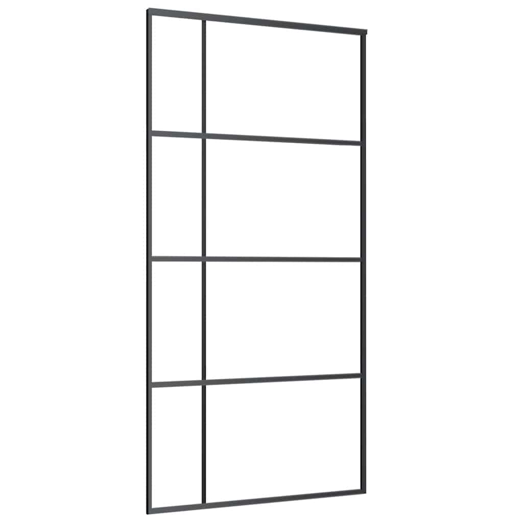 Skyvedør med monteringssett svart 102,5x205 cm ESG-glass