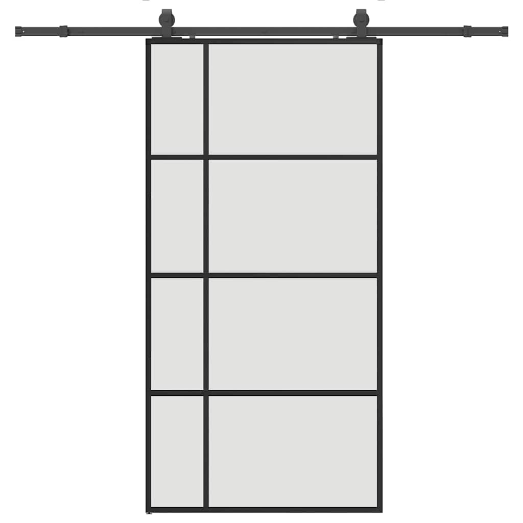 Skyvedør med monteringssett svart 102,5x205 cm ESG-glass