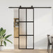 Skyvedør med monteringssett svart 76x205 cm herdet glass