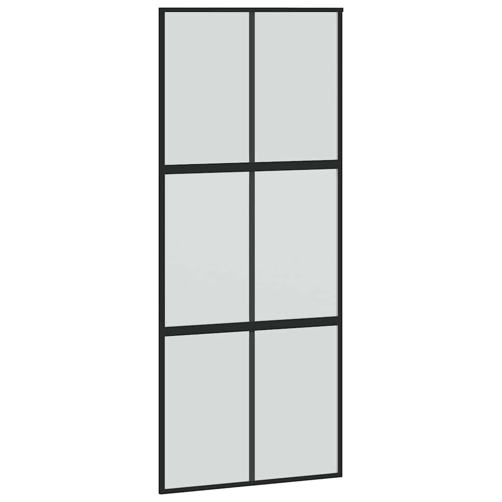 Skyvedør med monteringssett svart 90x205 cm herdet glass