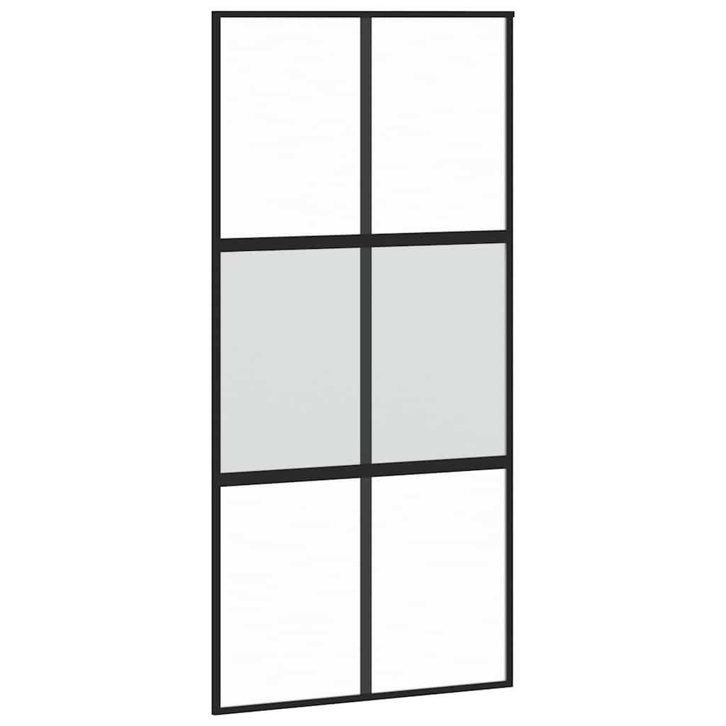 Skyvedør med monteringssett svart 102,5x205 cm herdet glass