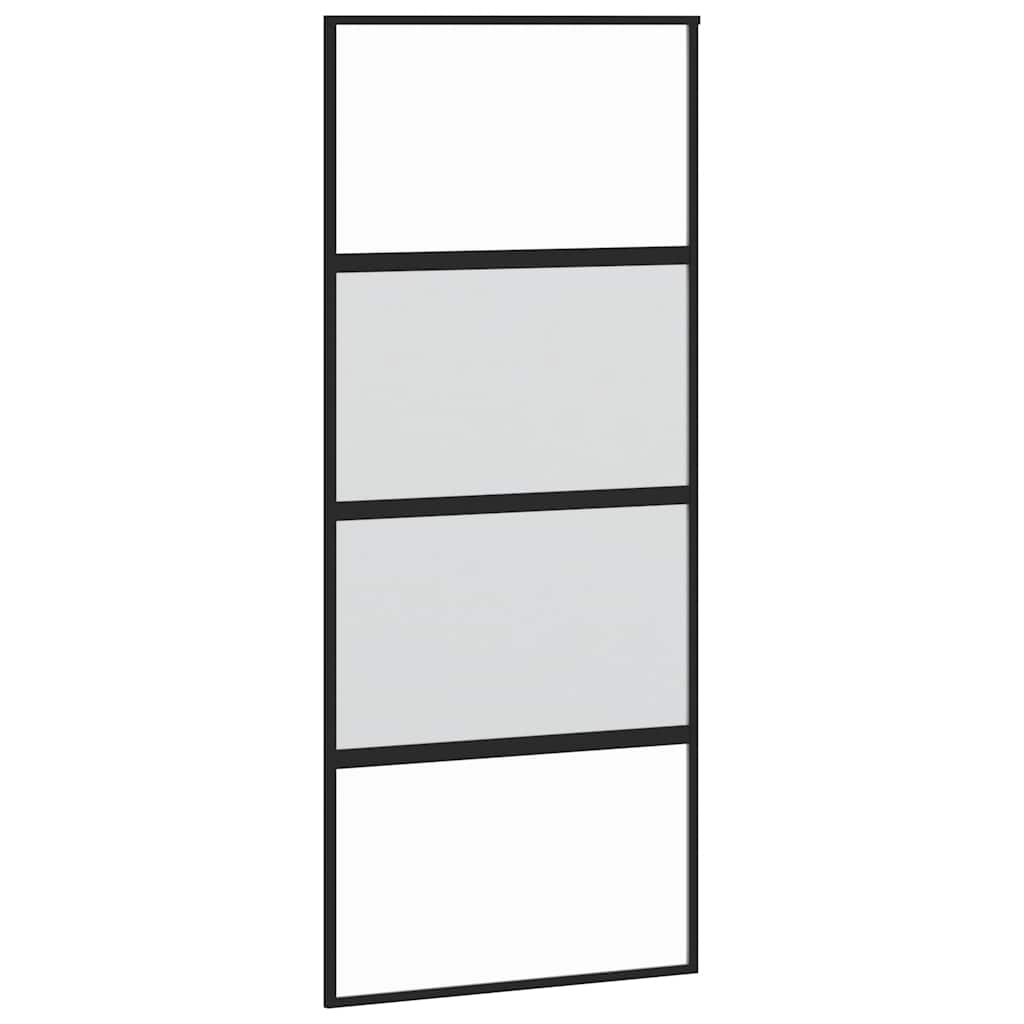 Skyvedør med monteringssett svart 90x205 cm herdet glass