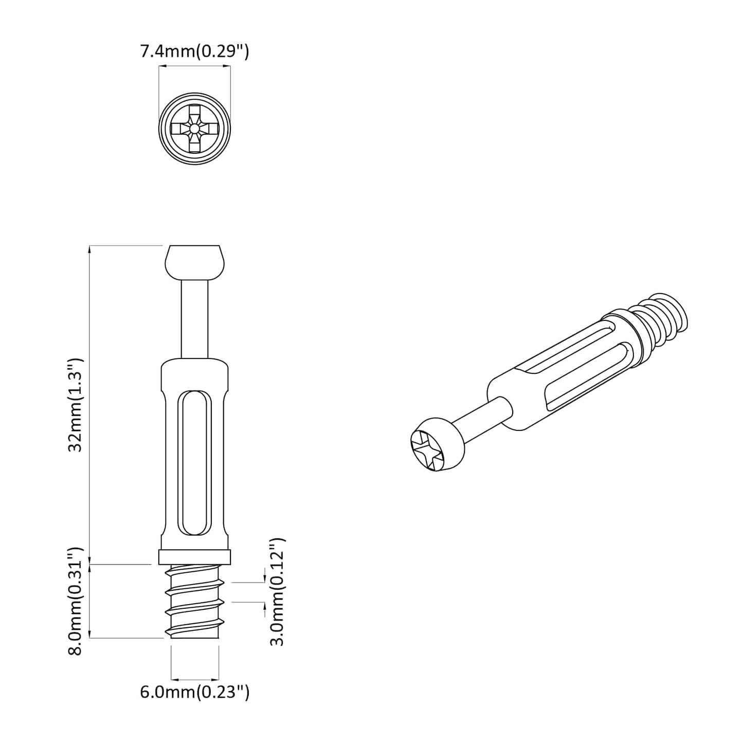 Kam-lock skrue 2 pcs Sølv og svart M6 x 40 mm Metall