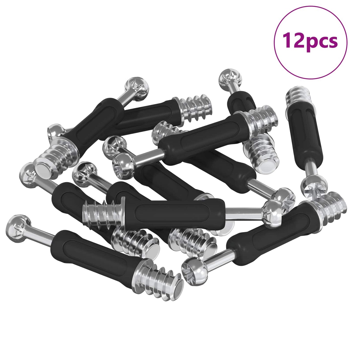 Kam-lock skrue 12 pcs Sølv og svart M6 x 40 mm Metall
