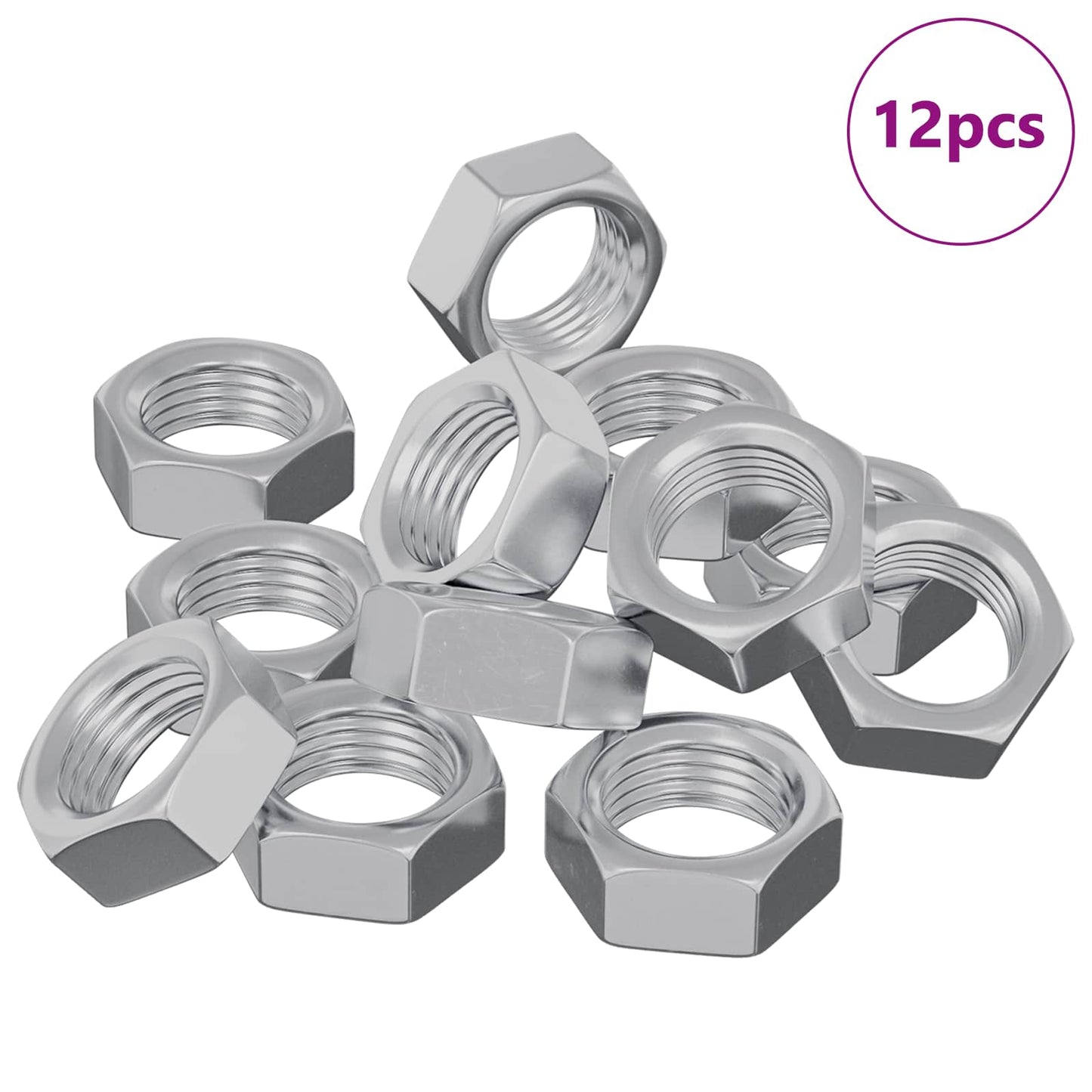 Sekskantmutter 12 pcs sølv M6 Metall
