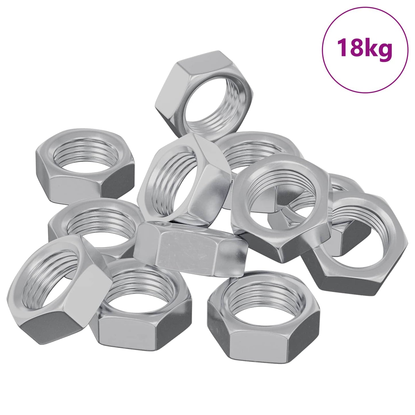 Sekskantmutter 23377 pcs sølv Metall