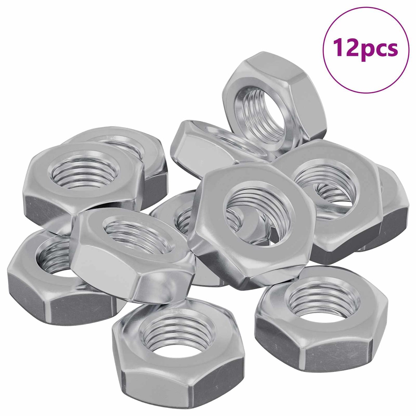 Sekskantmutter 12 pcs sølv m8 Metall