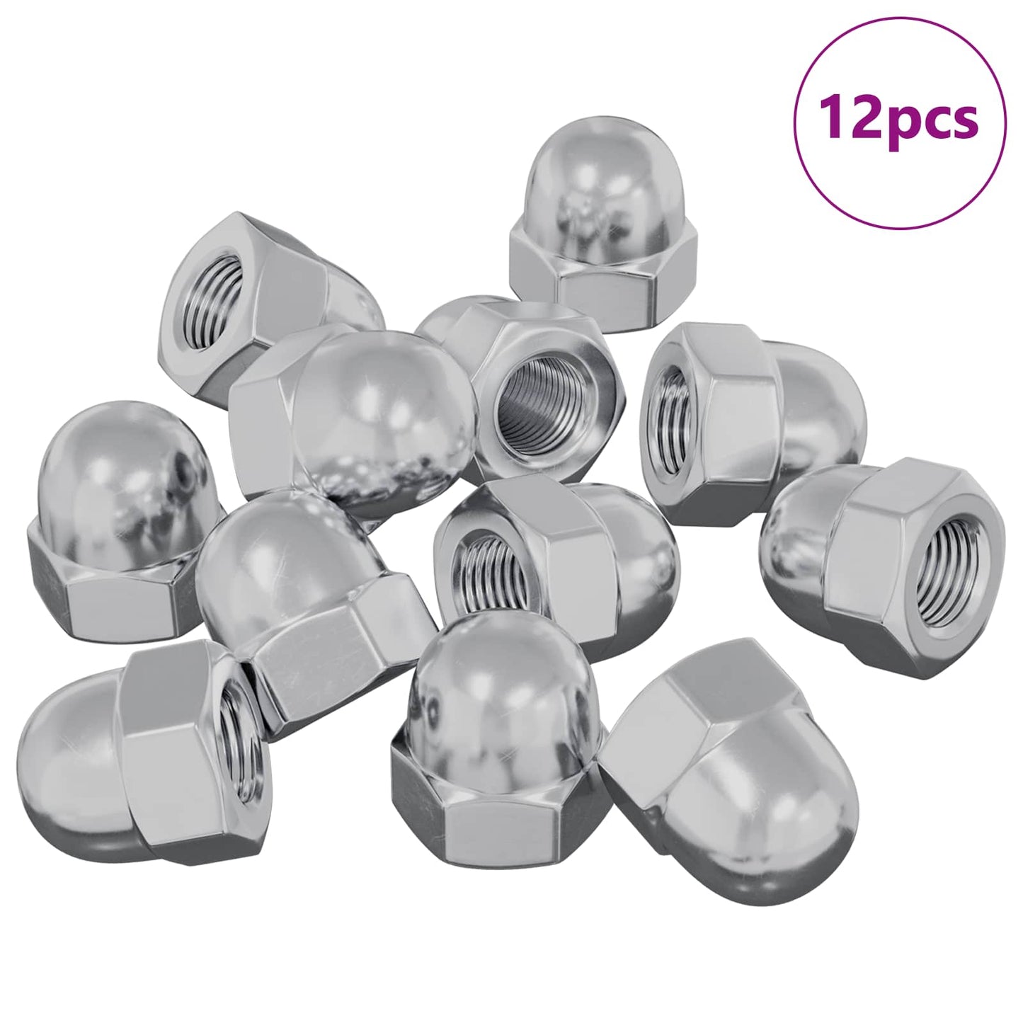 Sekskant eikenøttmuttere 12 pcs sølv m8 Metall