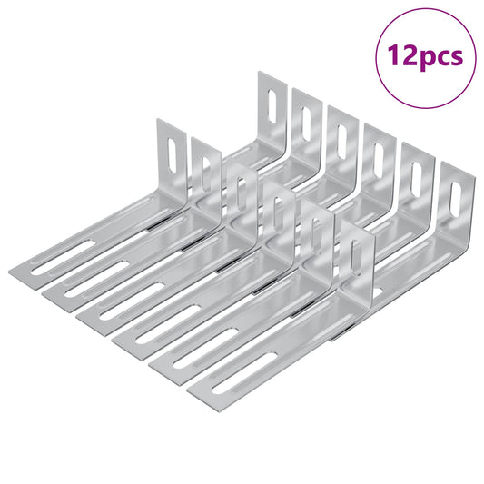 Anti-tipp brakett Ensfarget 12 pcs sølv 74,5 x 15 x 32 mm Jern