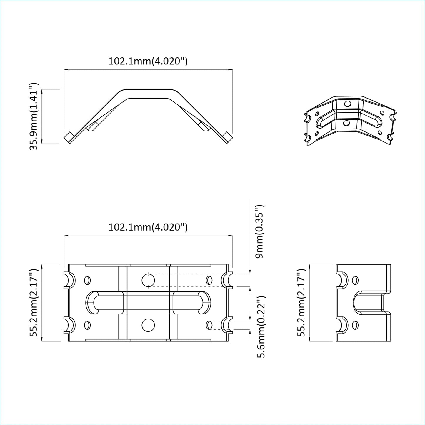 Konsoll 2 pcs Sinkbelagt 106 x 55 x 1,5mm Stål