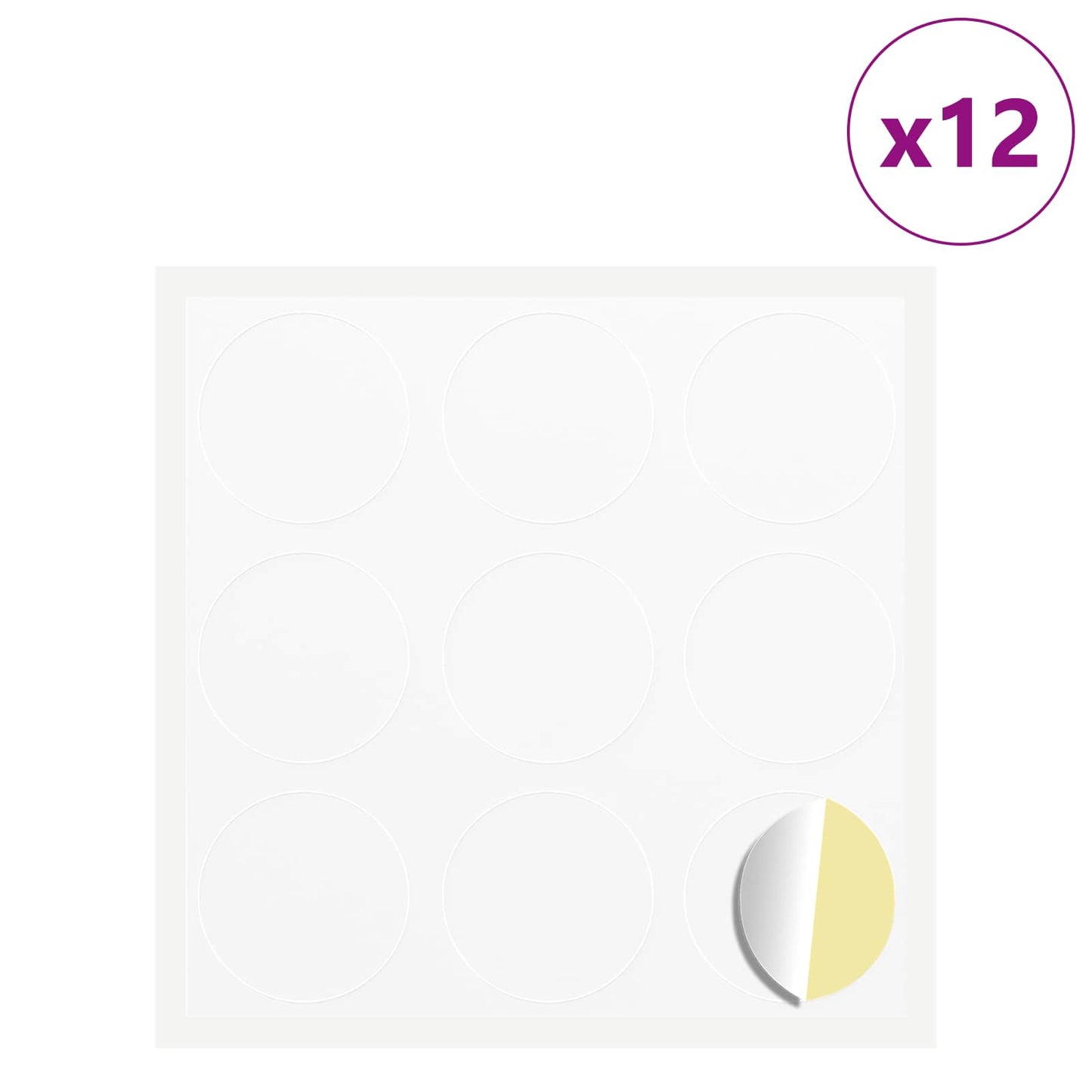 Klistremerke 12 pcs Hvit Ø 20 x 0,5 mm Papir