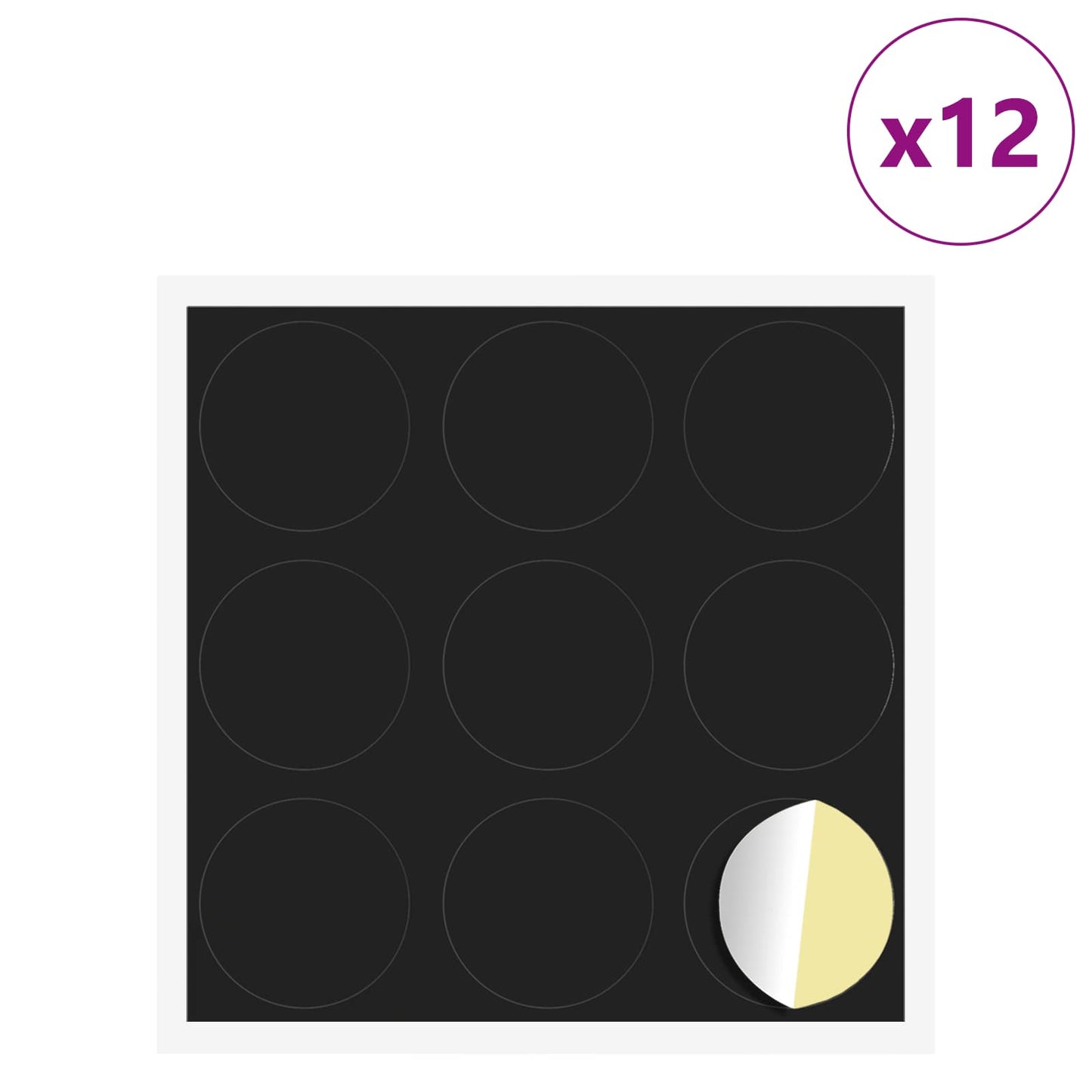 Klebende skrue deksel 12 pcs Svart Ø 20 x 0,5 mm Belagt papir