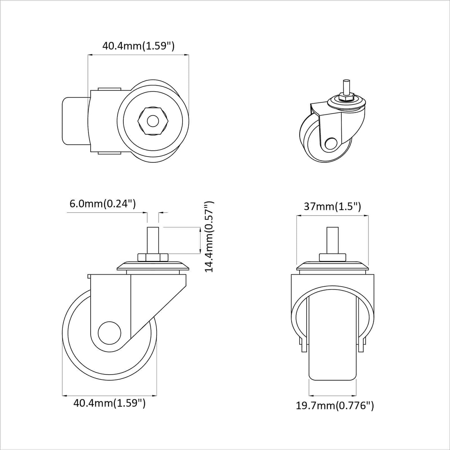 Svinghjul 2 pcs Svart 40,4 x 40,4 x 19,7 mm Jern og nylon