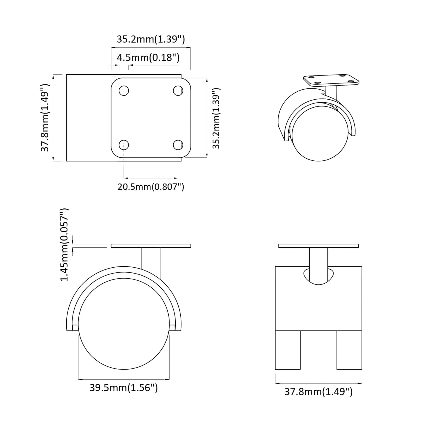 Svinghjul 2 pcs Svart 39,5 x 39,5 x 37,8 mm Jern og PP