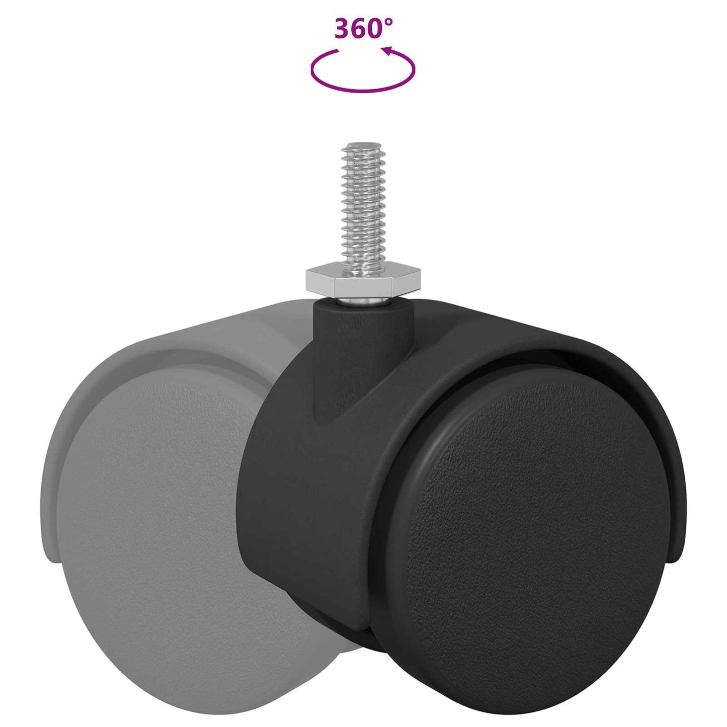 Hjul 2 pcs Svart 40,1 x 37,8 mm PP og jern