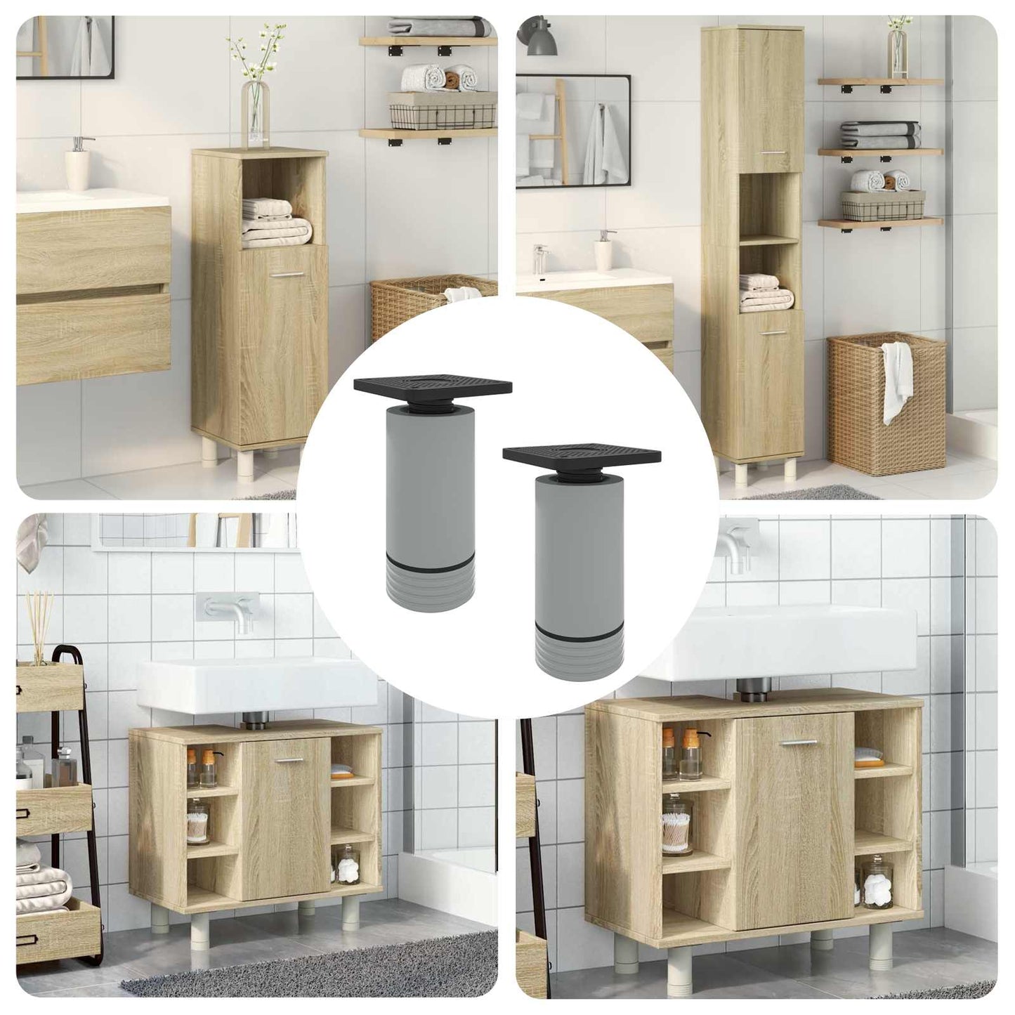Møbelføtter Justerbar 2 pcs Hvit 64 x 64 x 100 mm PP