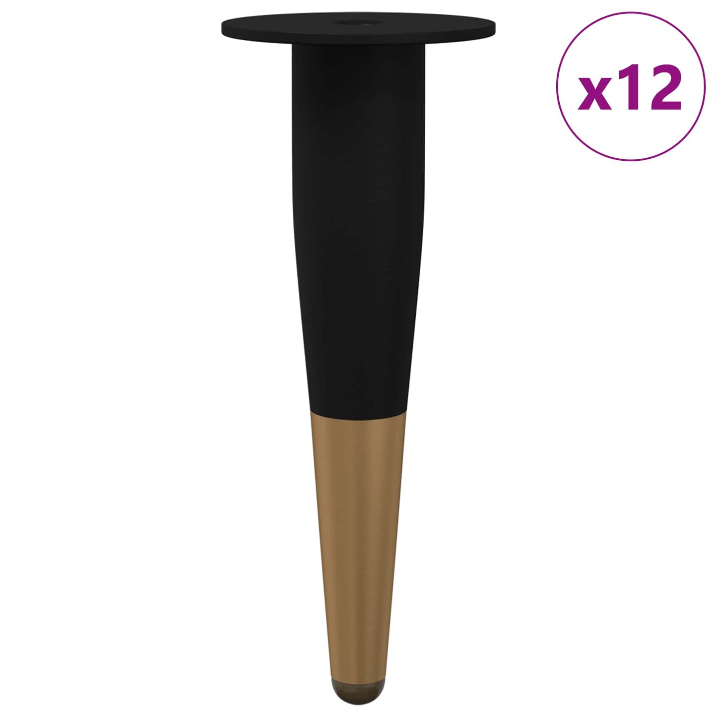Møbelføtter 12 pcs Svart og Gull Ø 40 x 98 mm Jern