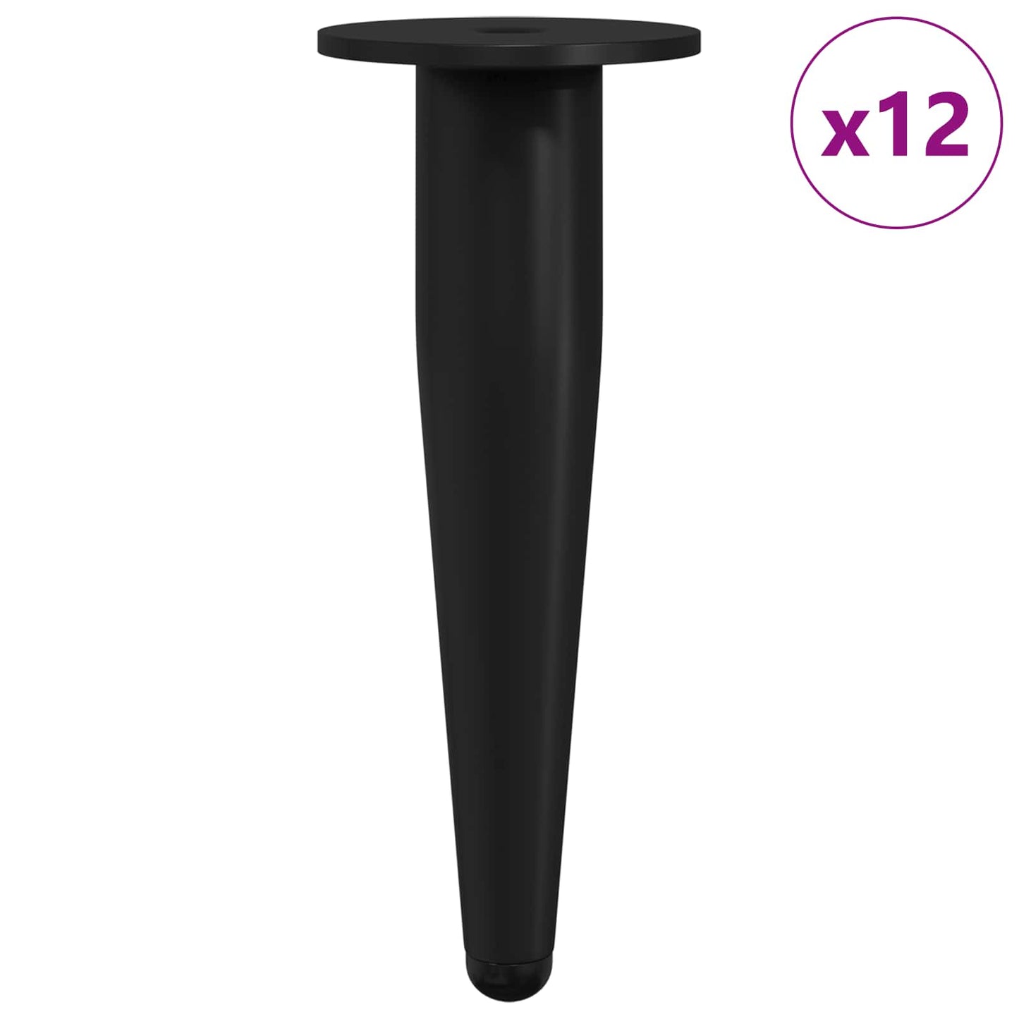 Møbelføtter 12 pcs Svart Ø 40 x 98 mm Jern