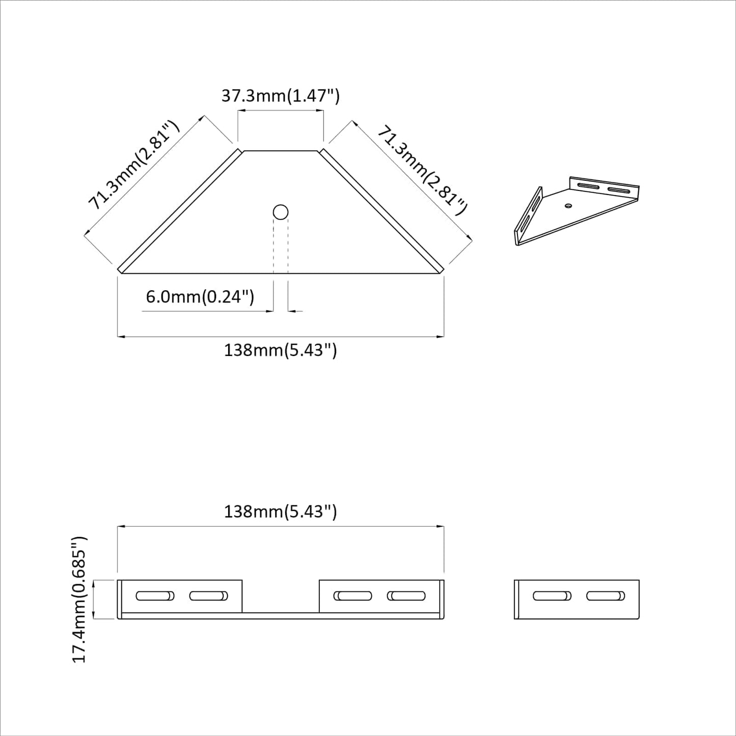 Hjørnestøtte 12 pcs Svart 138,5 x 50,5 x 16 mm Jern