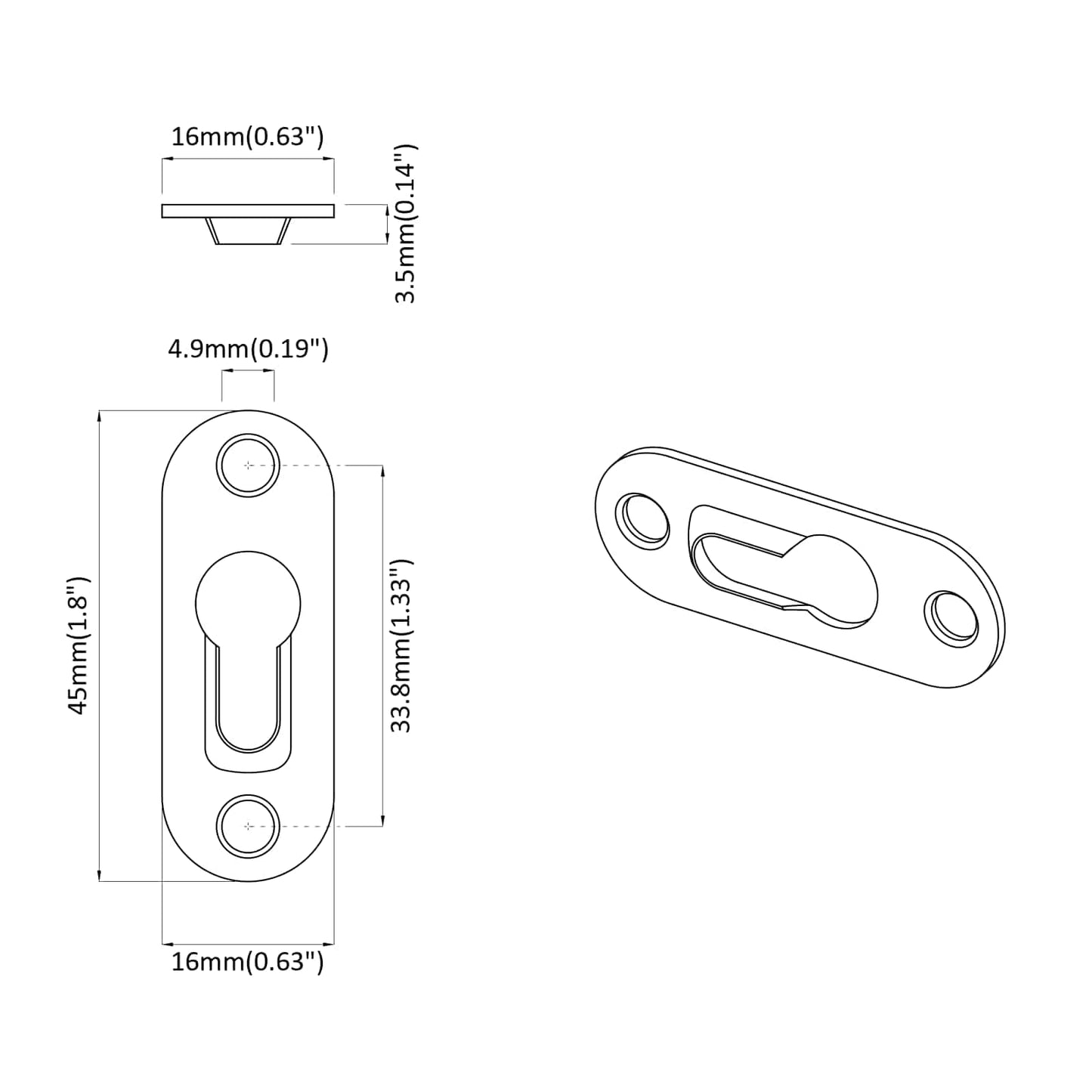 Hullsikring 12 pcs sølv 45 x 16 x 3.5 mm Jern