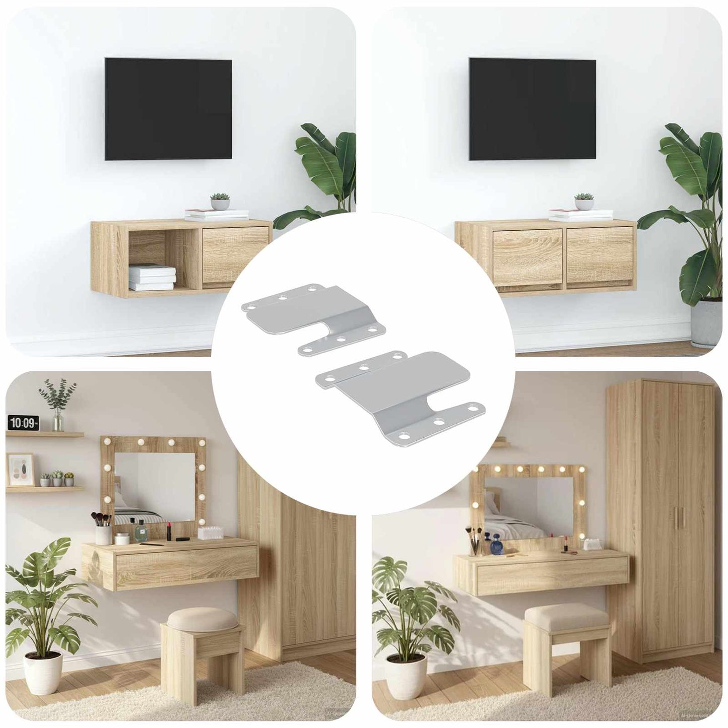 Flush Mount Bracket 2 pcs sølv 75 x 66 x 1,4 mm Stål
