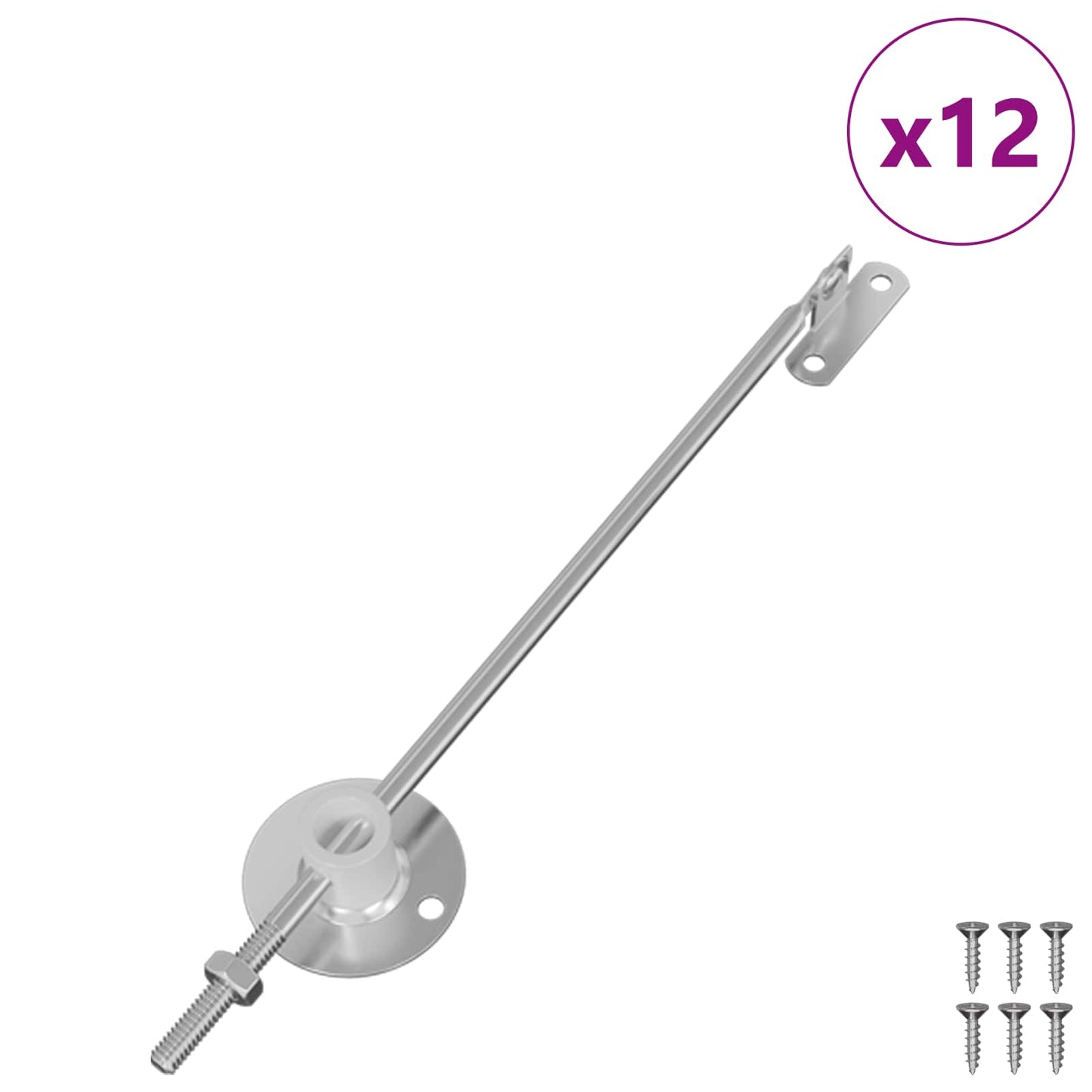 Lokkstøttehengsel 12 pcs sølv 194 x 36 x 18 mm Jern