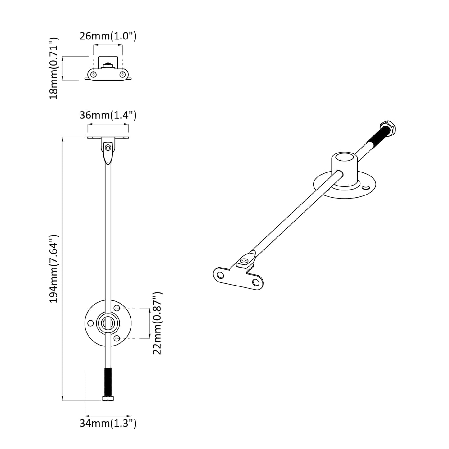 Lokkstøttehengsel 12 pcs sølv 194 x 36 x 18 mm Jern