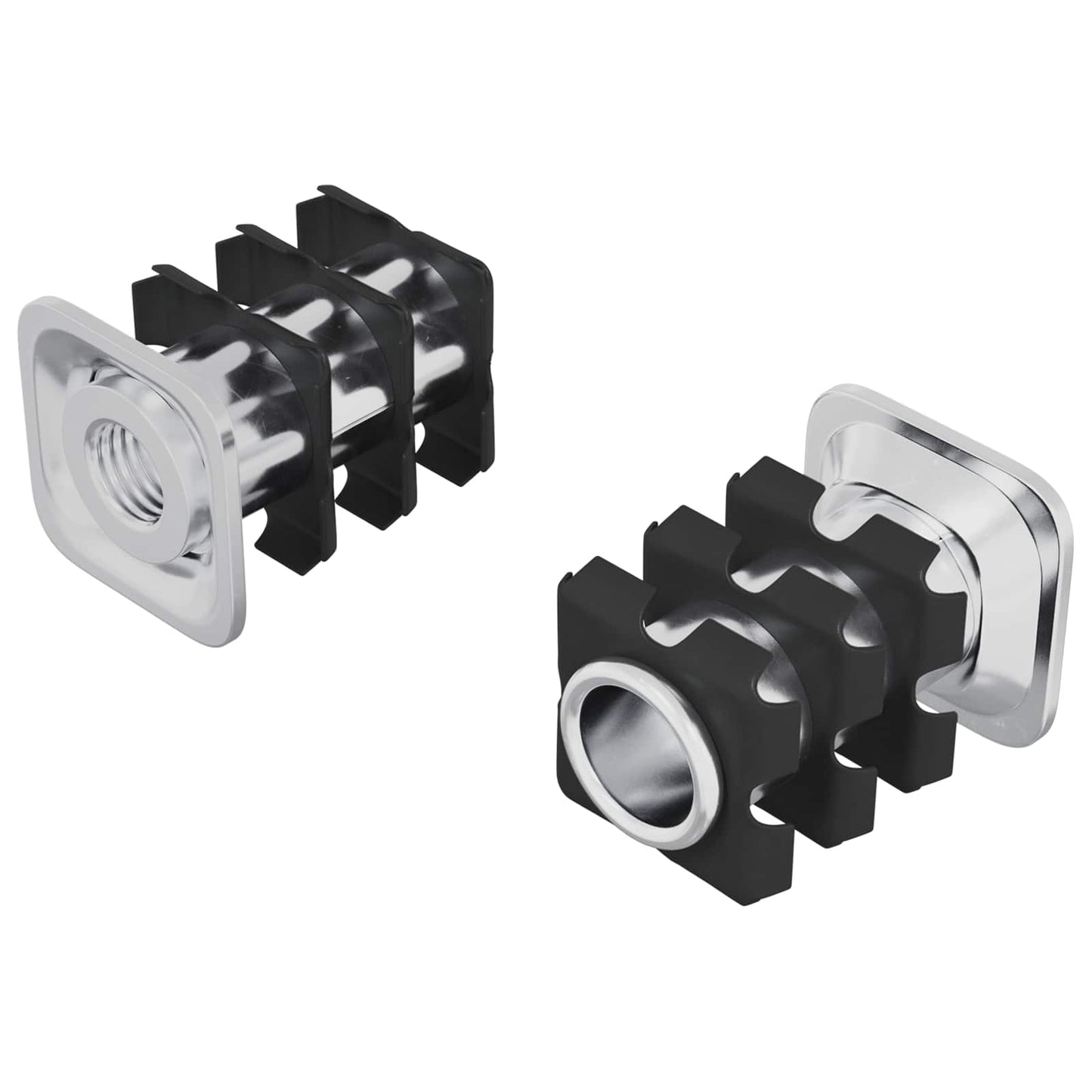 Gjenget rørsett 2 pcs Svart og sølv 15,8 x 15,8 x 22,5 mm