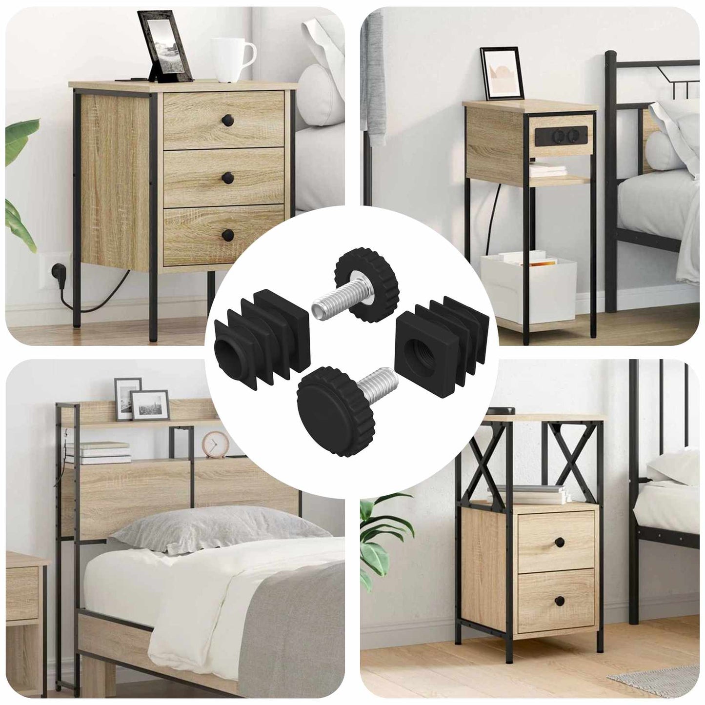 Møbel-Justerer Justerbar 2 pcs Svart M6 PP