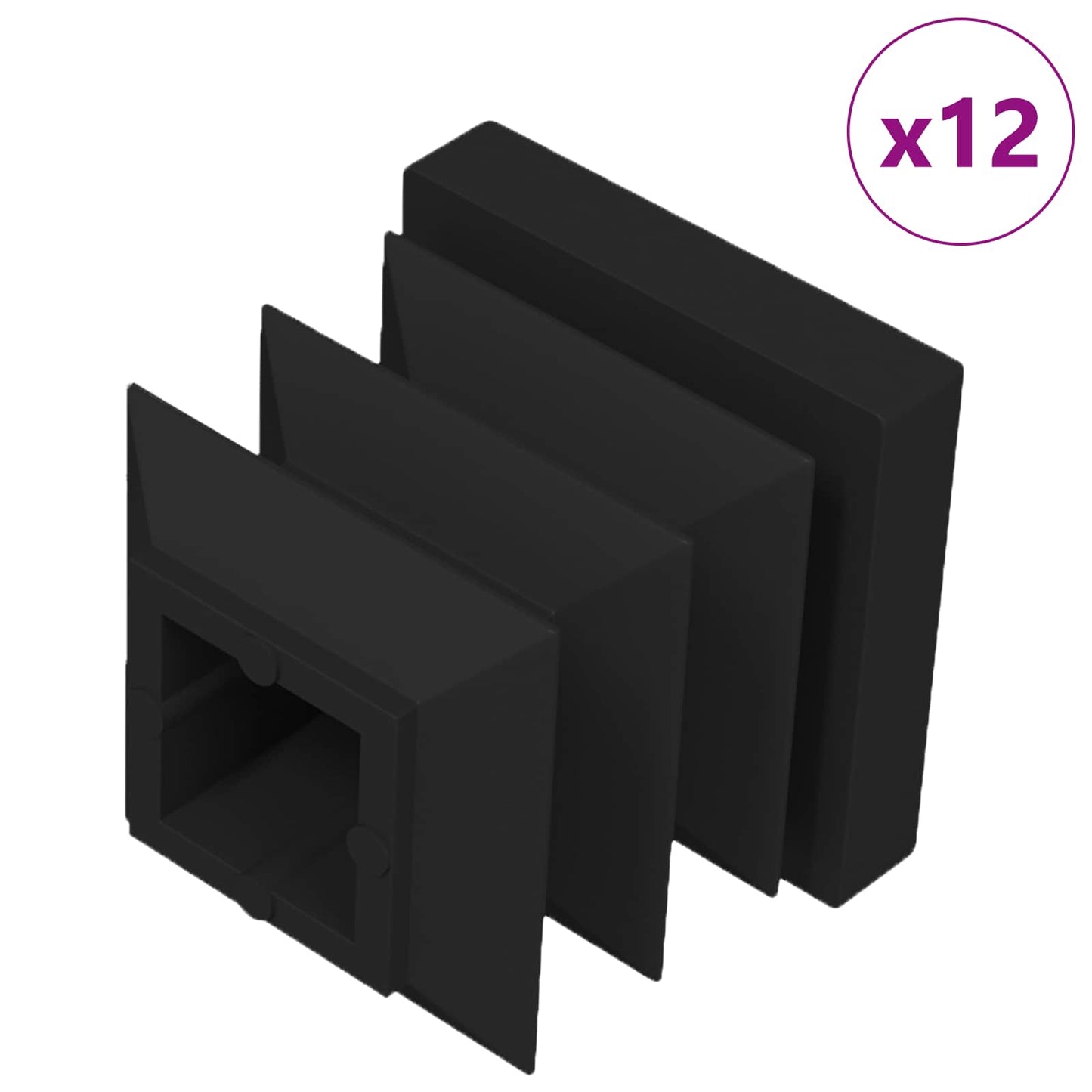 Endelokk 12 pcs Svart 15 x 15 x 15 mm PP