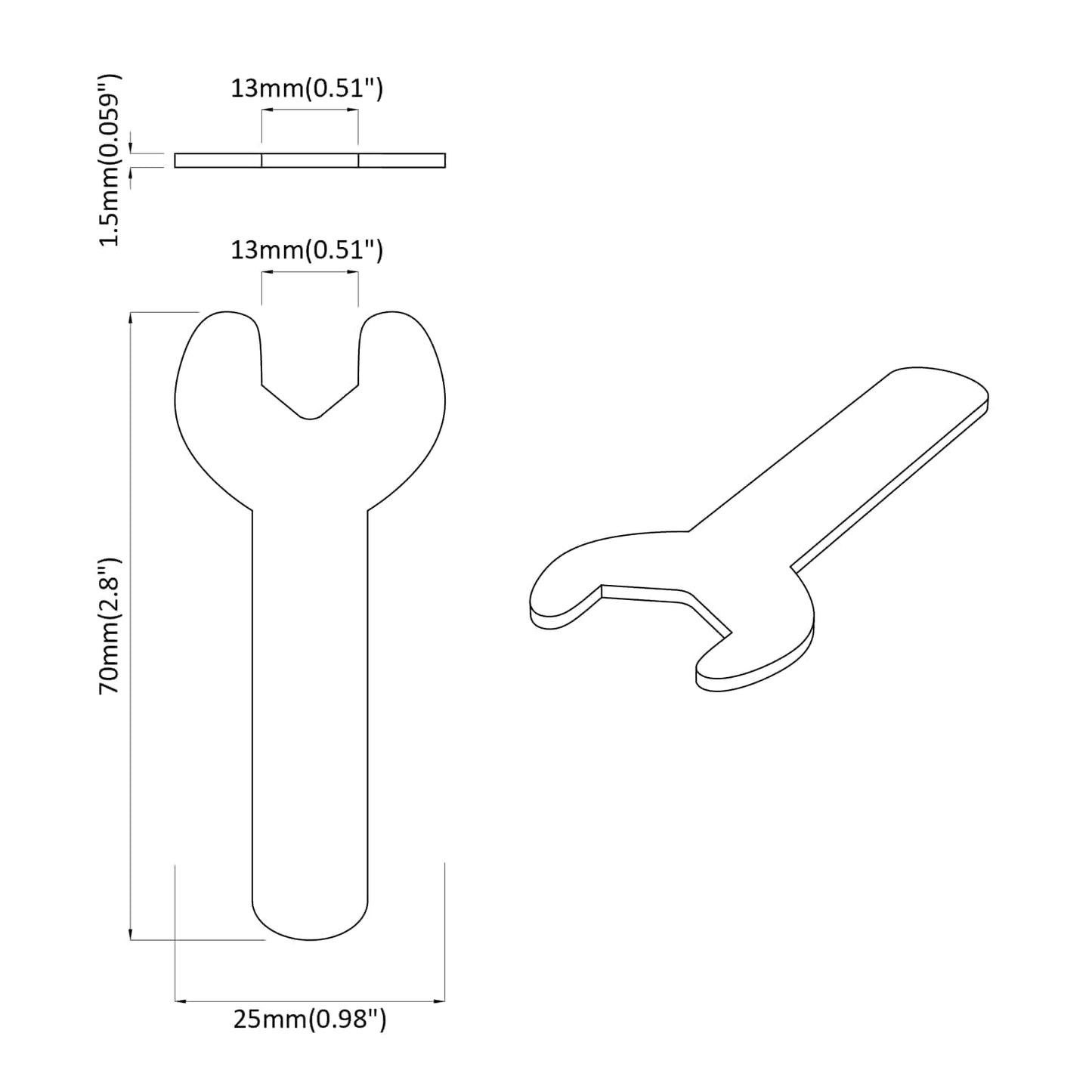 Skiftenøkkel 12 pcs sølv 13 mm Jern