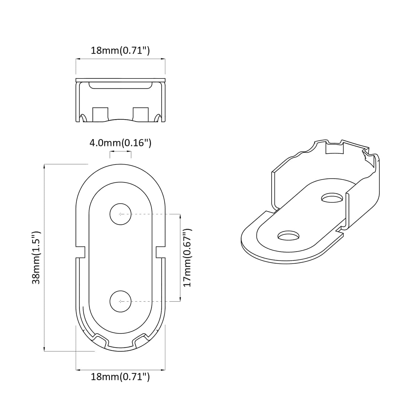 Klesskapstangbeslag 12 pcs Hvit sink 40 x 18 x 10 mm Jern