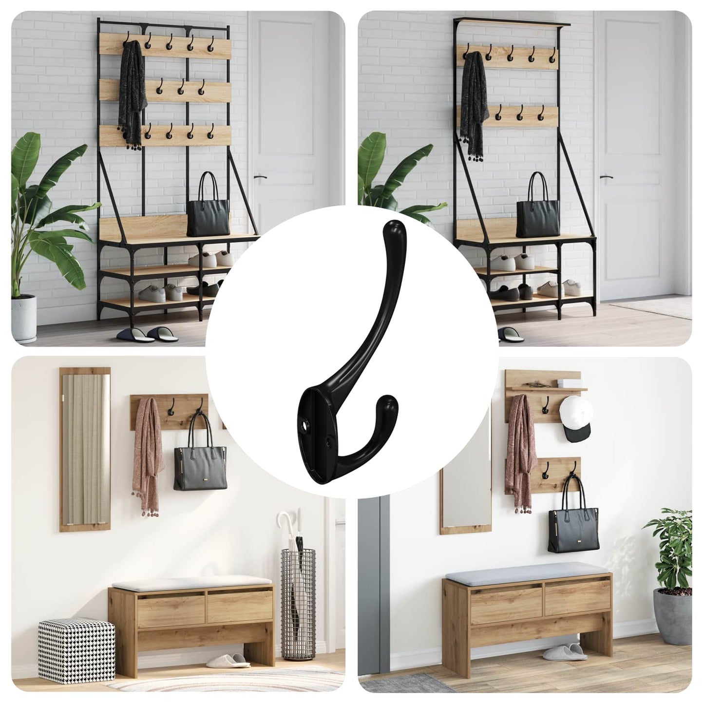 Tøy krok 12 pcs Svart 102 x 29 x 47mm Sinklegering