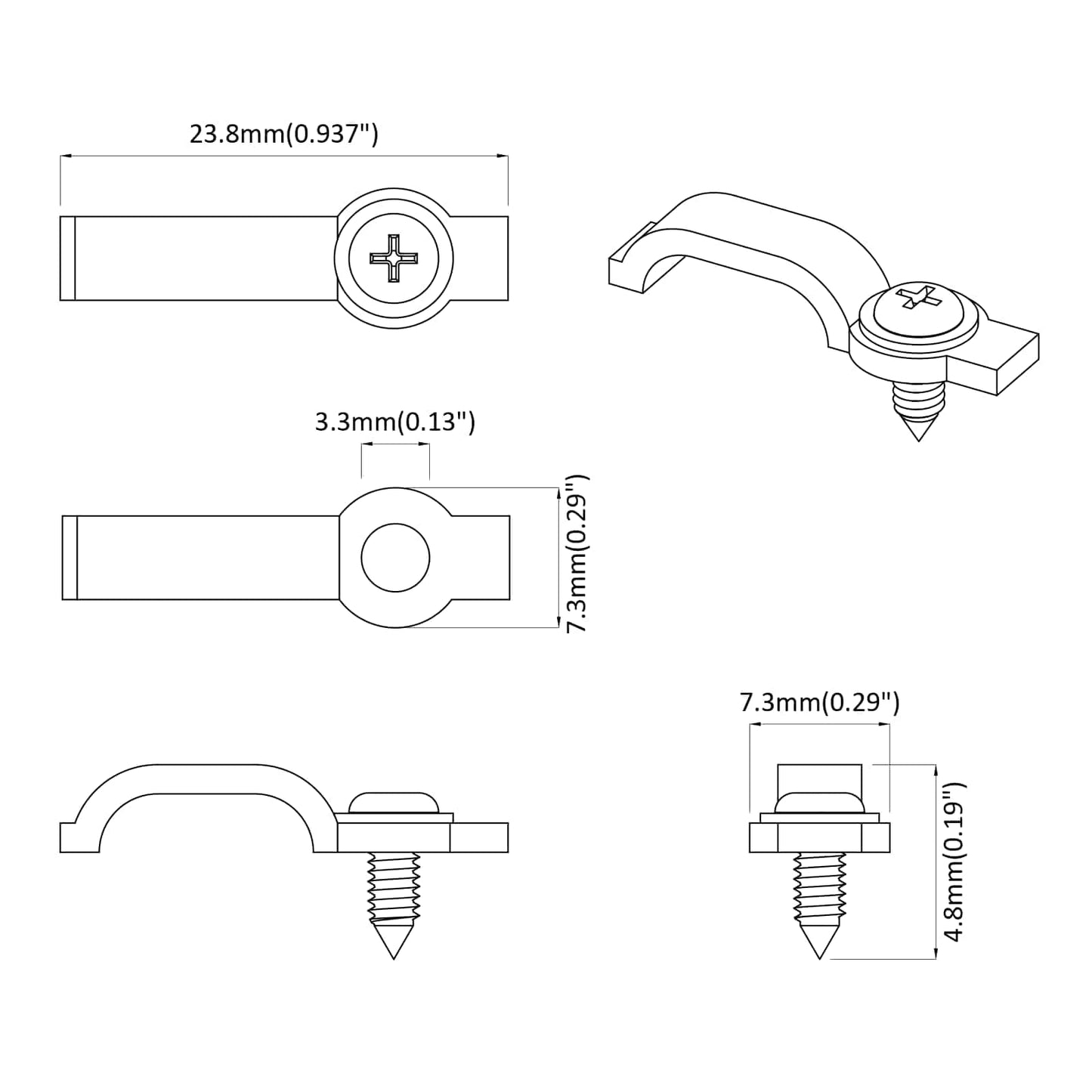 LED Strip Clips 23,8 mm 12 pcs Gjennomsiktig Plast og Jern