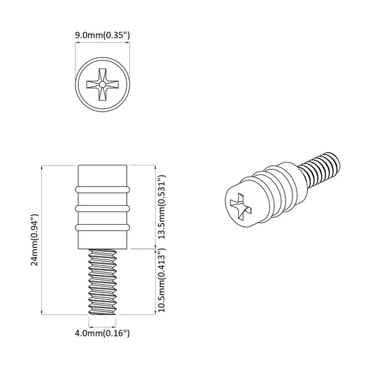 Avstandsskruer 2 pcs Svart M4 Gummi og stål