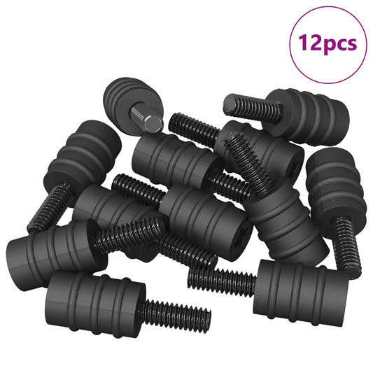 Avstandsskruer 12 pcs Svart M4 Gummi og stål