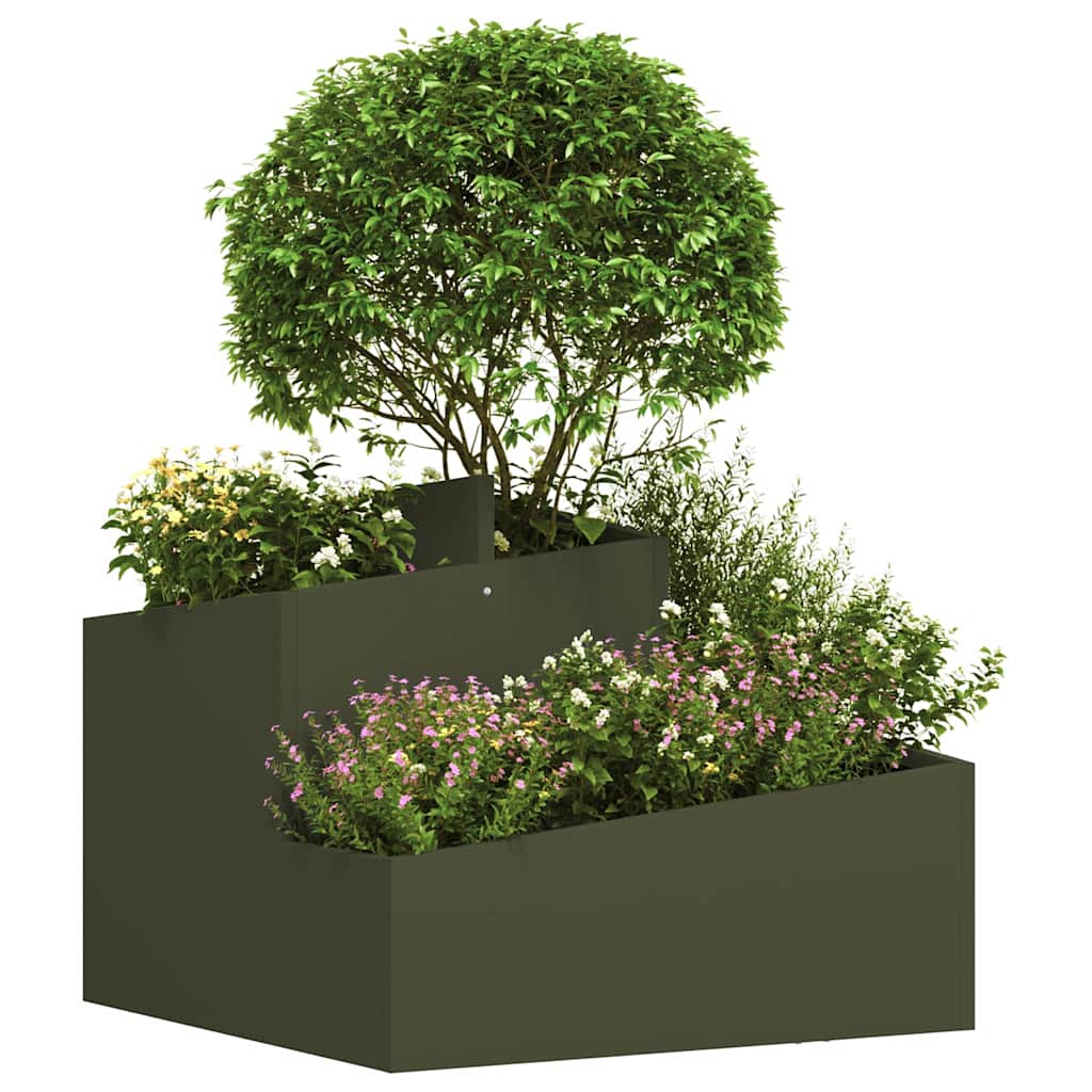 Hageblomsterpotte Olivengrønn 60 x 60 x 50 cm Kaldvalsestål