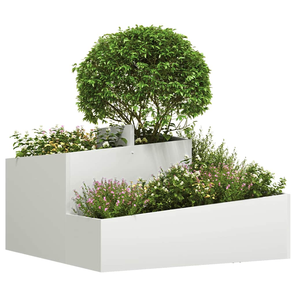 Hageblomsterpotte Hvit 80 x 80 x 50 cm Kaldvalsestål