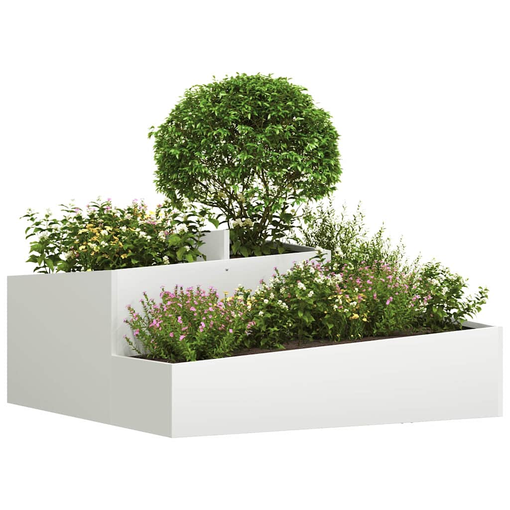 Hageblomsterpotte Hvit 100 x 100 x 50 cm Kaldvalsestål