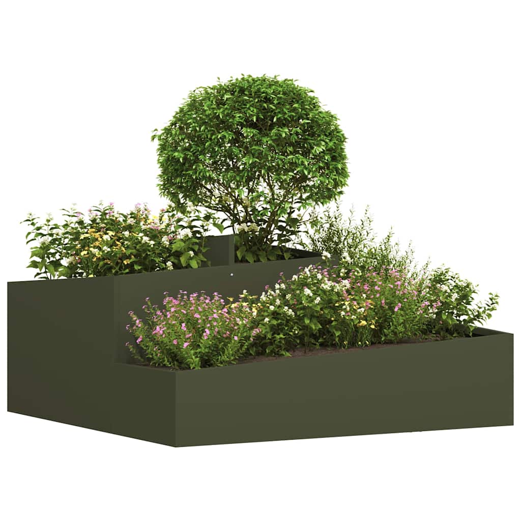 Hageblomsterpotte Olivengrønn 100 x 100 x 50 cm Kaldvalsestål