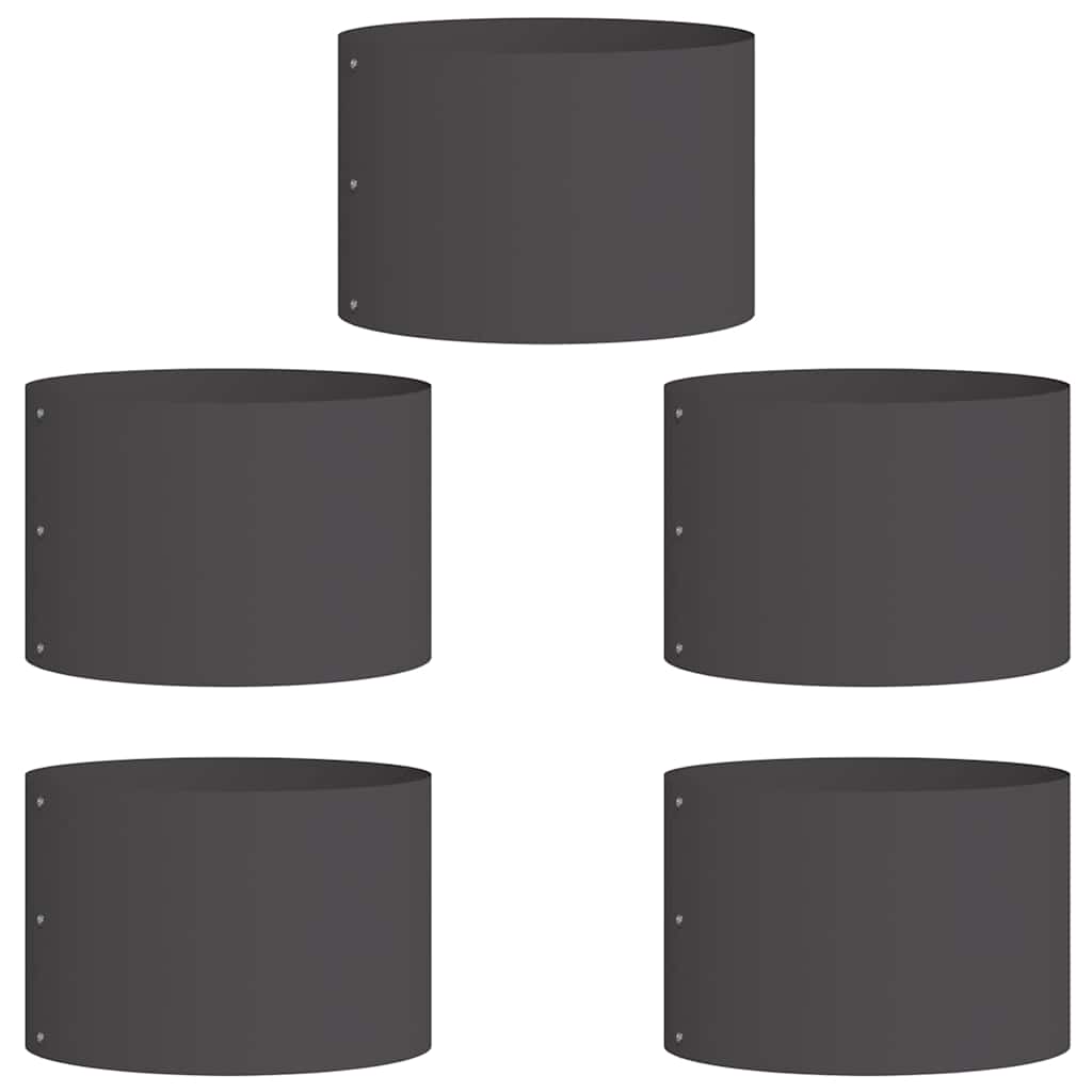 Plante ring 5 pcs Svart 30 x 30 x 20 cm Kaldvalsestål