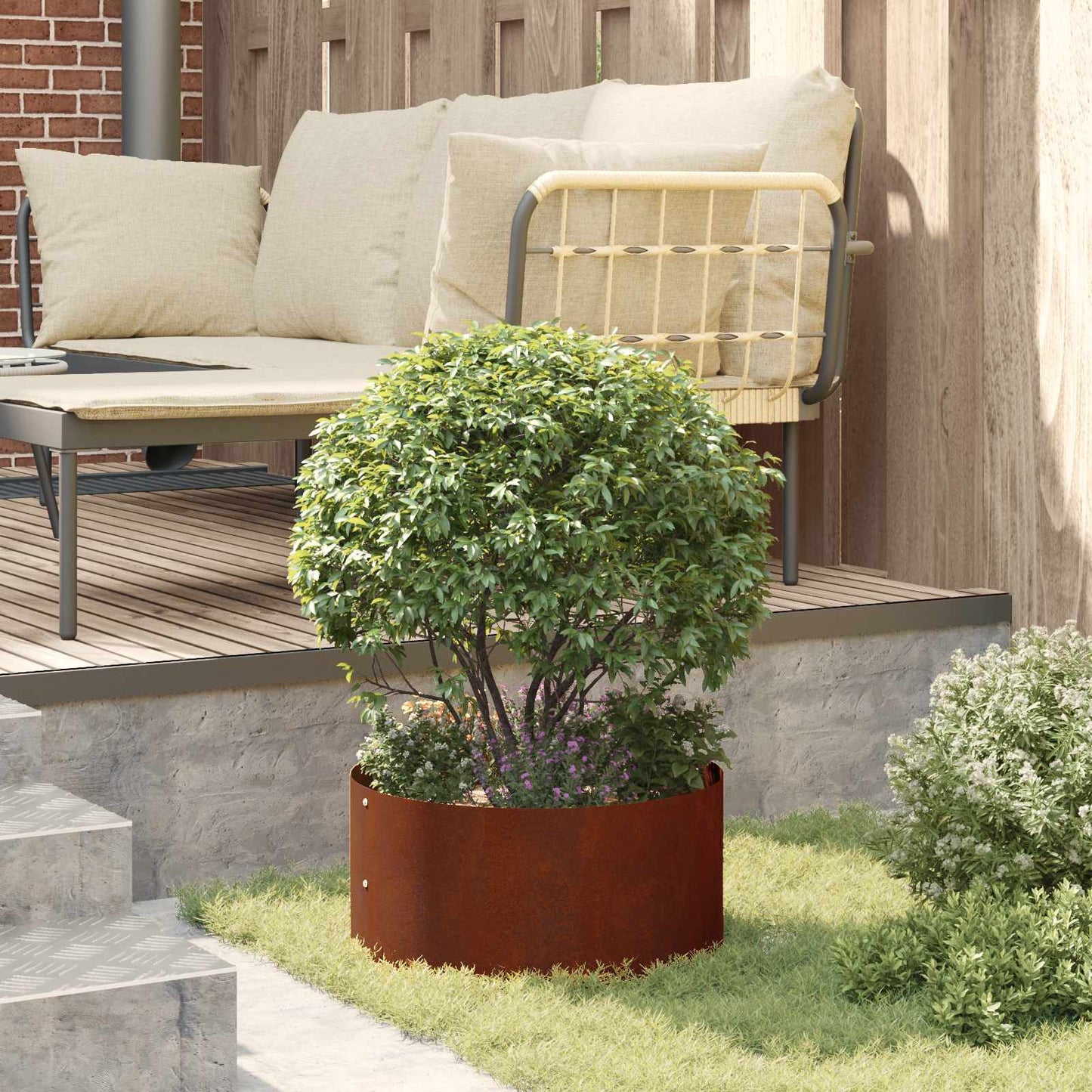 Plante ring 5 pcs Brun 40 x 40 x 20 cm Cortenstål