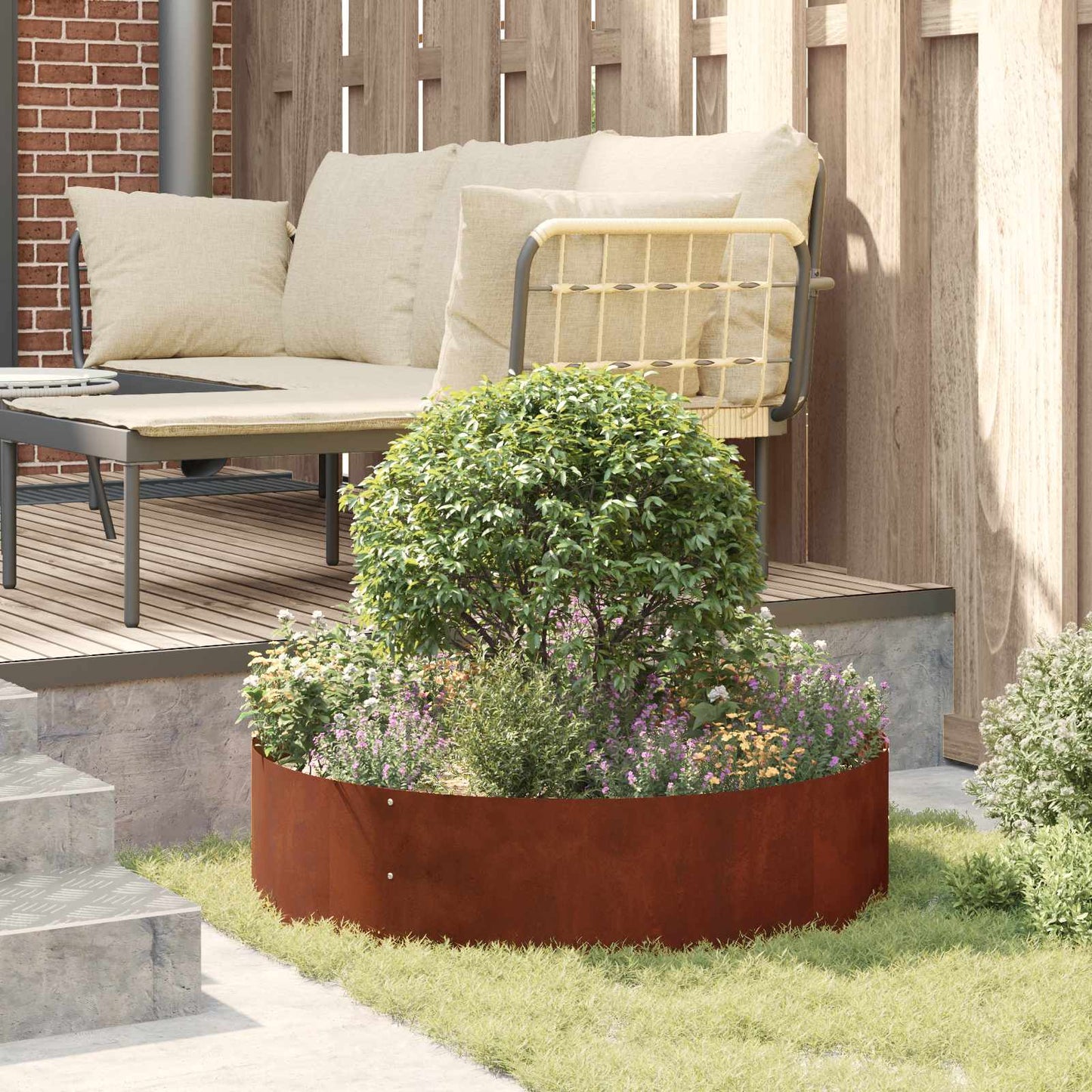 Plante ring Brun 80 x 80 x 12 cm Cortenstål