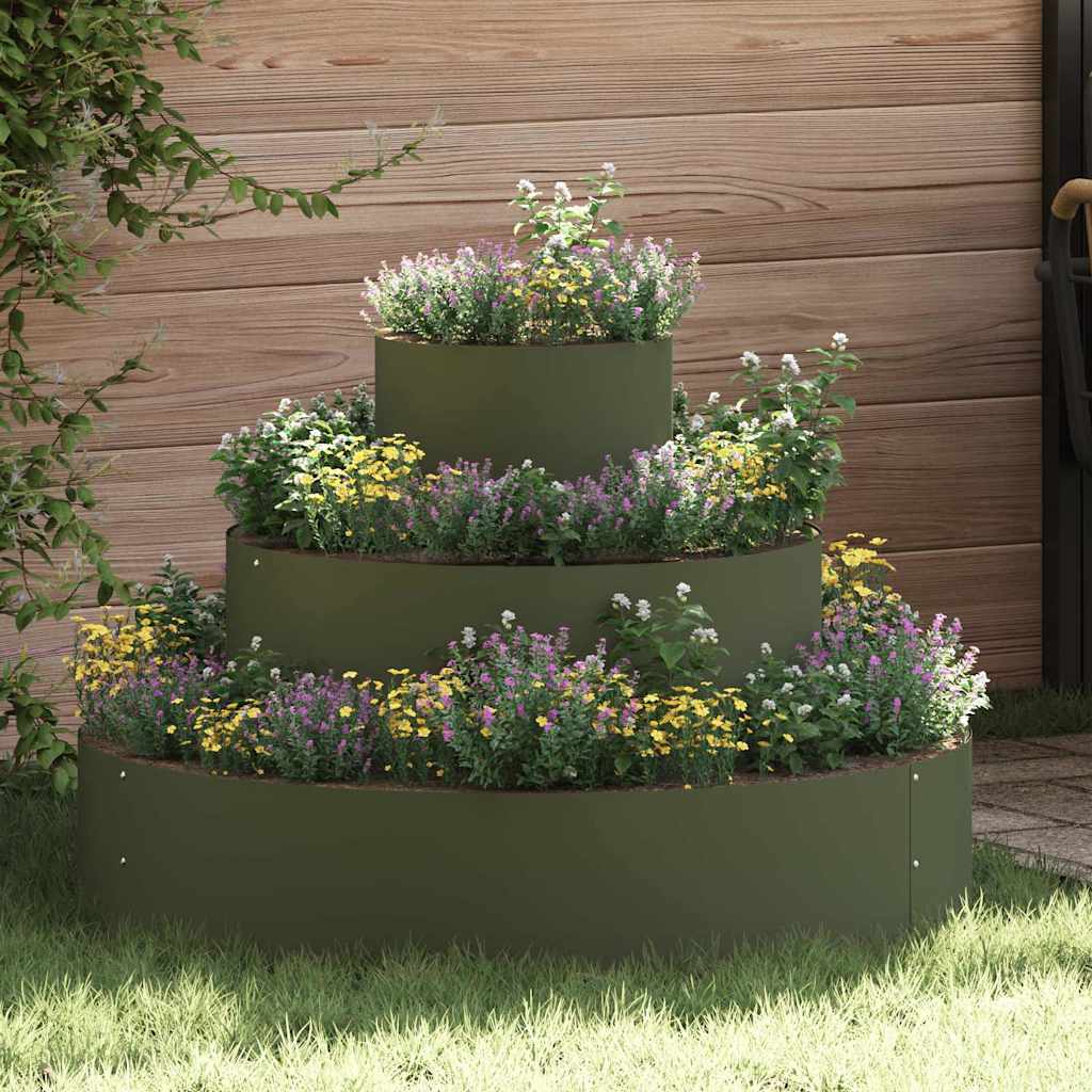 Hageblomsterpotte Olivengrønn 90 x 90 x 20 cm Kaldvalsestål