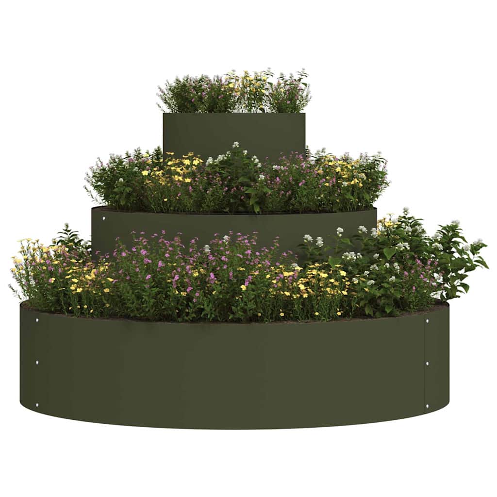 Hageblomsterpotte Olivengrønn 90 x 90 x 20 cm Kaldvalsestål