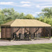 Paviljong med sidevegger 6 x 3 m Krem Polyester og stål 190